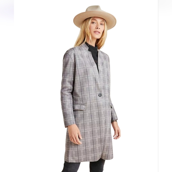 Blank NYC for Anthropologie Renegade Longline Plaid Blazer Jacket 42" bust - Picture 1 of 13